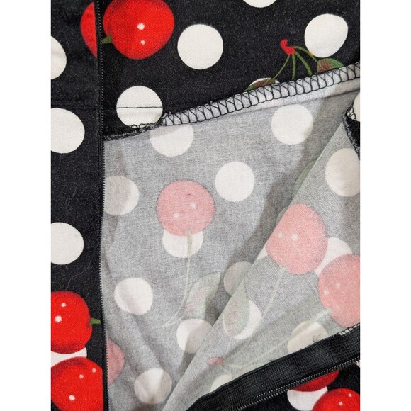 FANCYQUBE Polka Dot Cherry Print Skirt Zipper Detail Women's Feminime - Picture 14 of 16
